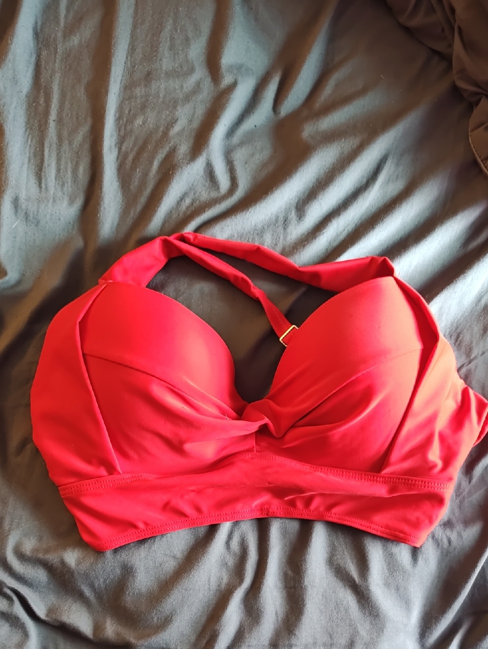 Red Women's Push-Up Halter Bikini Top